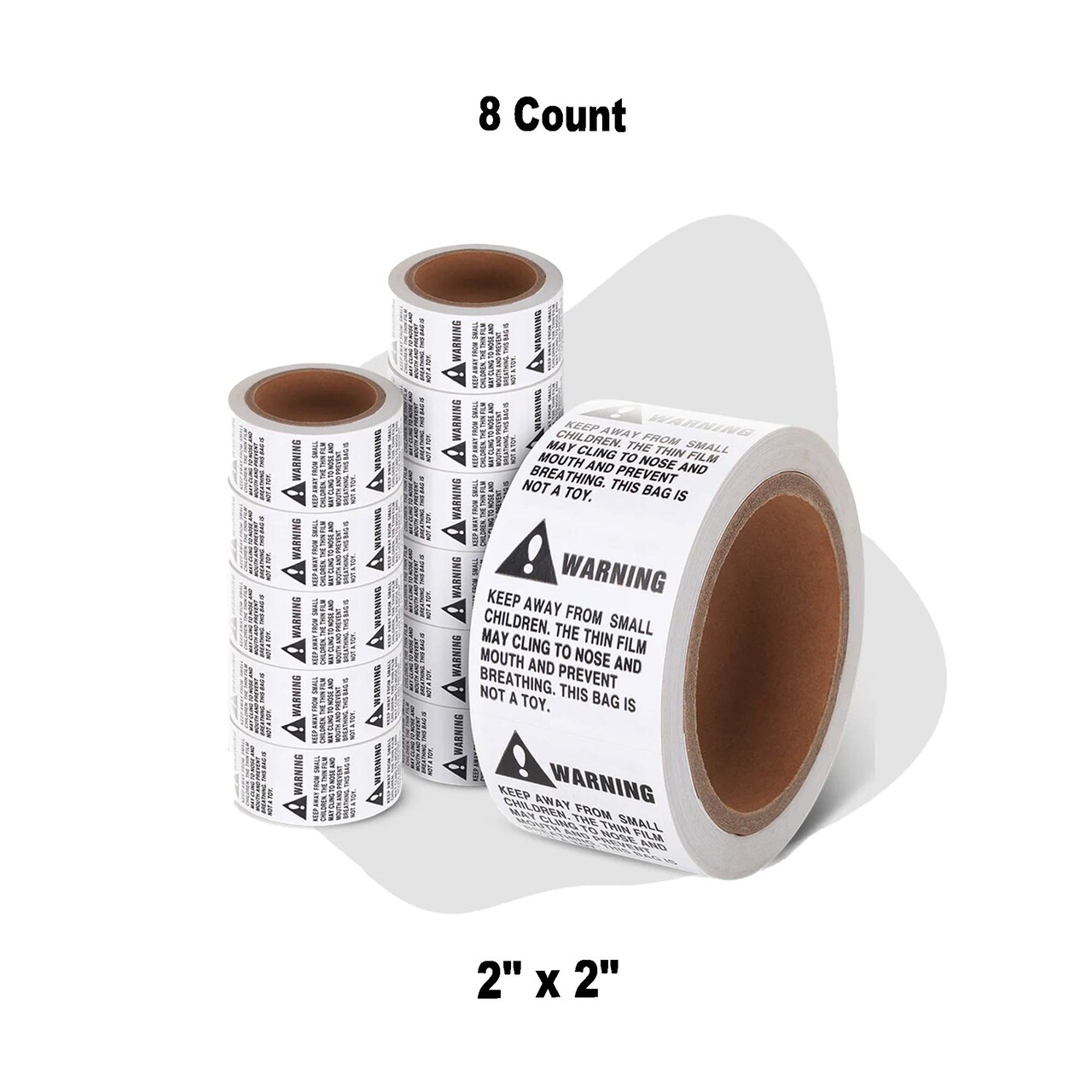 8 Rolls Suffocation Warning Labels 2" x 2" Safety Stickers for Packaging Protection